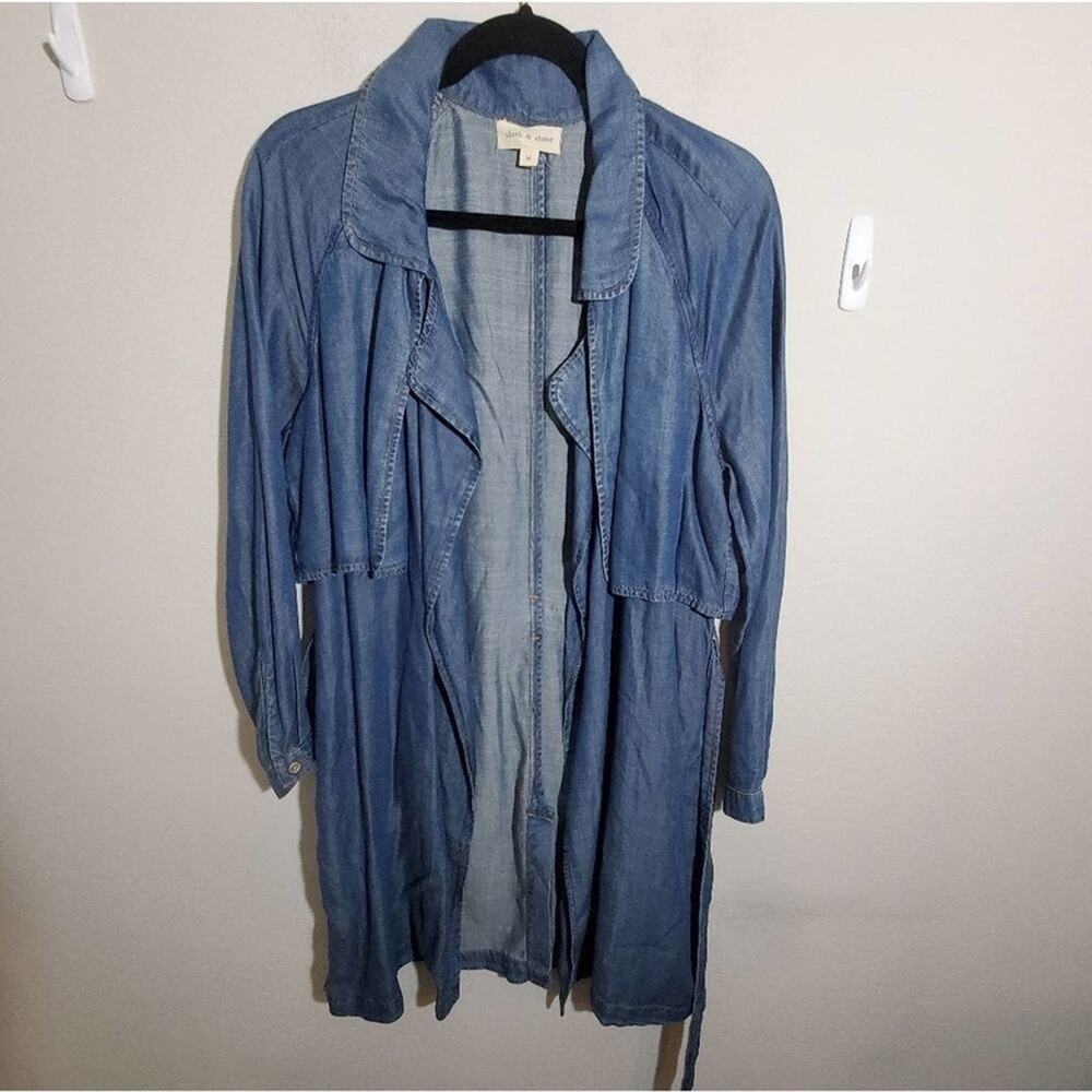ANTHROPOLOGIE cloth & stone denim chambray duster coat size‎ medium new! - Picture 5 of 12